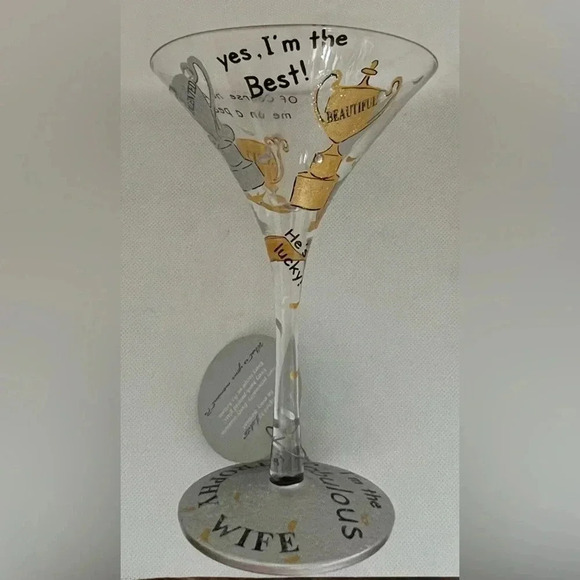 Santa Barbara Design Studio | Lolita “Trophy Wife” hand painted martini glass - Picture 10 of 16